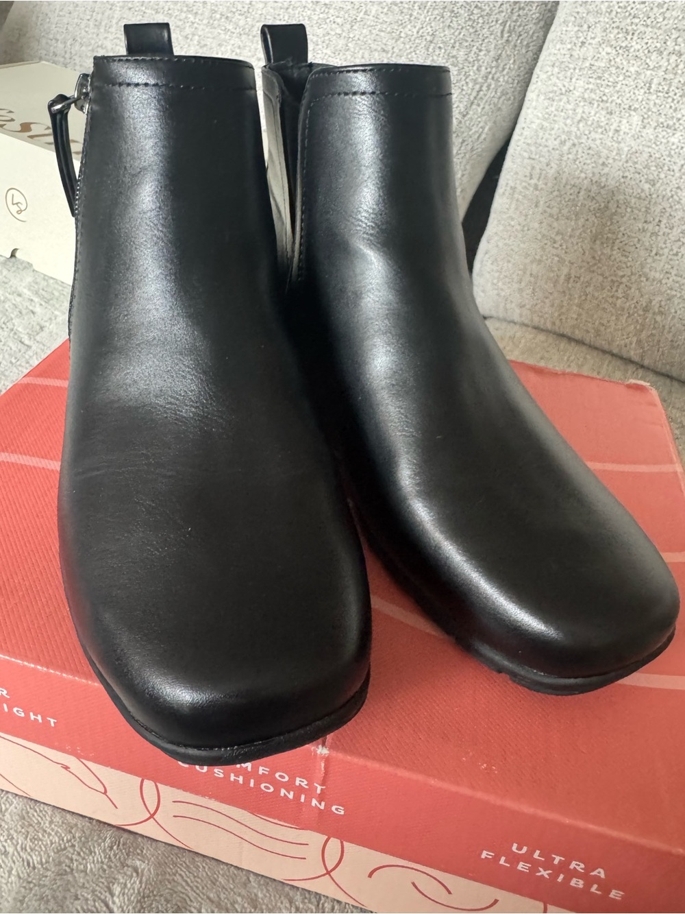 Easy Spirit Black Smooth Leather-Look Ankle Boots
